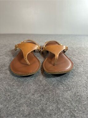 Kelly & Katie Cognac Brown T‑Strap Sandals